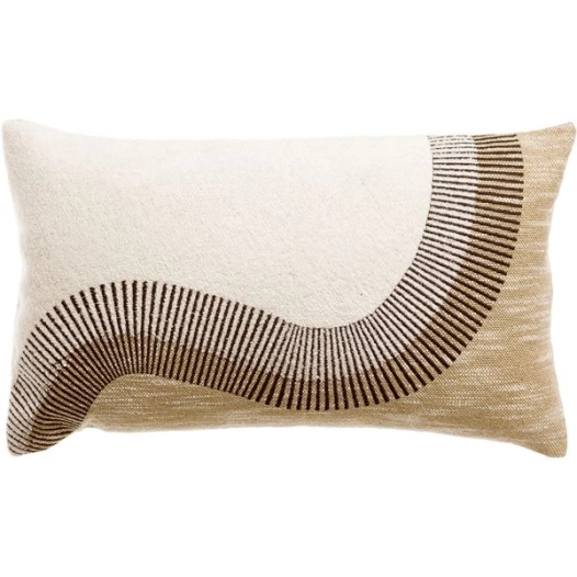 coussin brode hiro naturel/galet 30x50 - sde ld