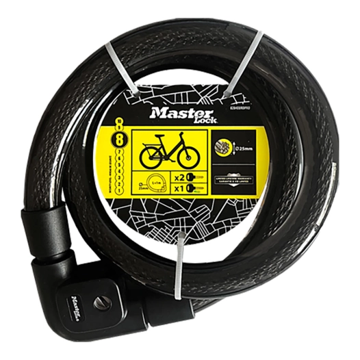 Câble Antivol Master Lock Antivol à clé, acier tressé gainé PVC - MASTER LOCK