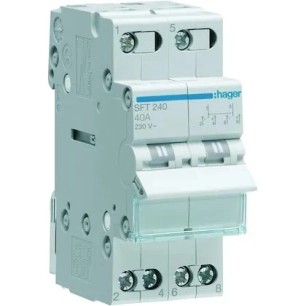 Inverseur de source manuel 40A I-0-II Hager SFT240 - 2P 230V rail DIN pour camping-car, van et batea