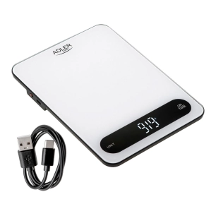 balance de cuisine avec batterie rechargeable ad3177, maximum 10 kg, blanche