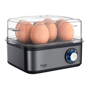 cuiseur à oeufs ad4486, jusqu'à 8 oeufs, inox et noir, 800 w