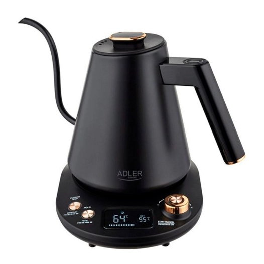 bouilloire électrique ad1349, métallique, noire, 1 l, 1100 w