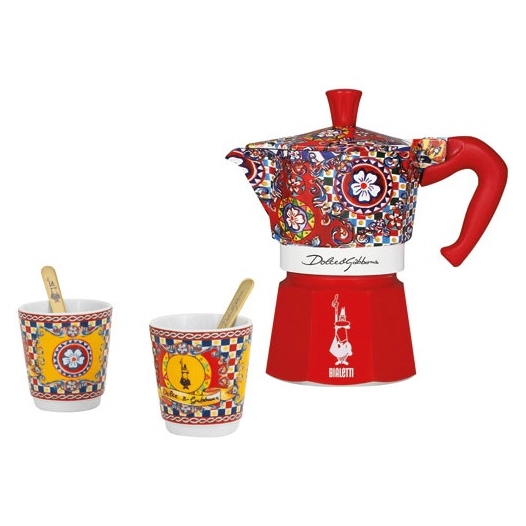 set cafetiere moka express 2t + 2 tasses + 2 cuilleres dolce & gabbana - bialetti france sarl