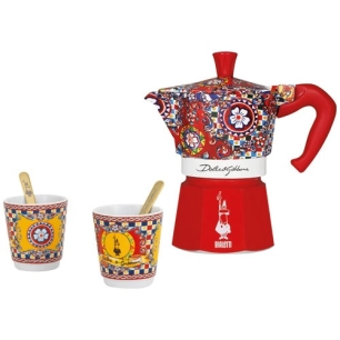 set cafetiere moka express 2t + 2 tasses + 2 cuilleres dolce & gabbana - bialetti france sarl