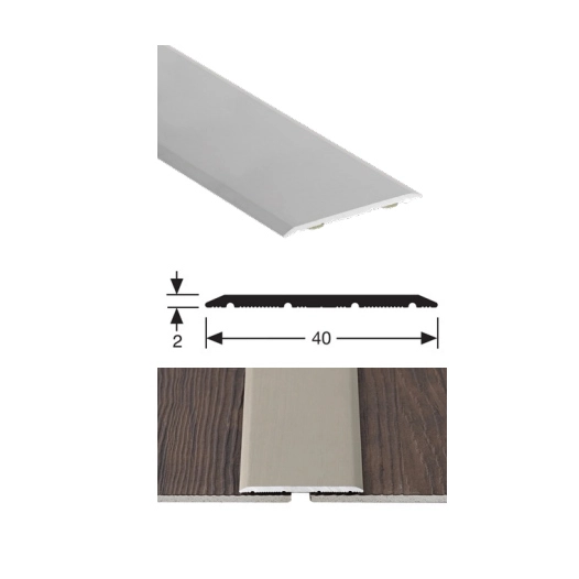 seuil plat percé romus 40mm 2,80m réf 11572 alu incolore - romus