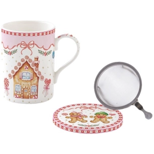 coffret tisaniere en porcelaine avec filtre inox sweet christmas - pozzi milano spa