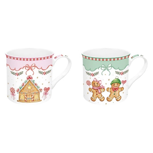 coffret 2 mugs 30cl en porcelaine fine sweet christmas - pozzi milano spa