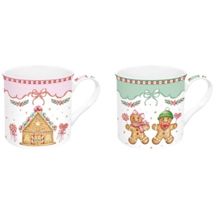 coffret 2 mugs 30cl en porcelaine fine sweet christmas - pozzi milano spa