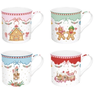 coffret 4 mugs 30cl en porcelaine fine sweet christmas - pozzi milano spa