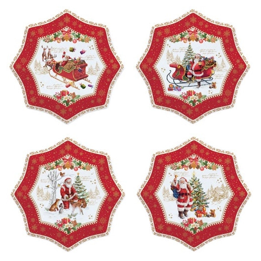 coffret 4 assiettes etoile en porcelaine christmas memories - pozzi milano spa