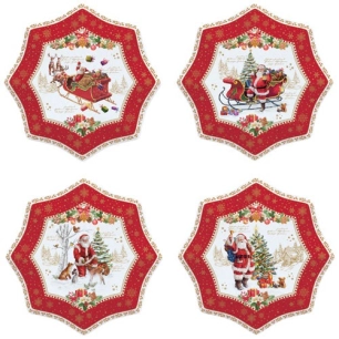 coffret 4 assiettes etoile en porcelaine christmas memories - pozzi milano spa