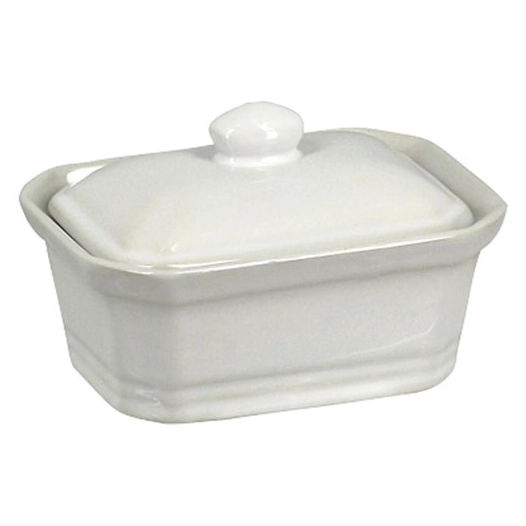 terrine avec couvercle 200 g en gres blanc 11x8x4.6cm - selef menastyl