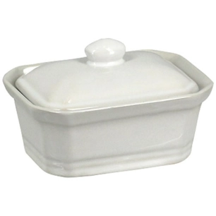 terrine avec couvercle 200 g en gres blanc 11x8x4.6cm - selef menastyl