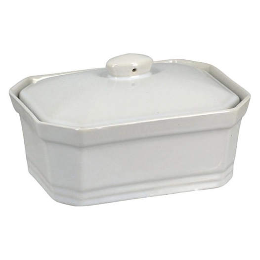 terrine avec couvercle 600 g en gres blanc 17.5x13x7cm - selef menastyl