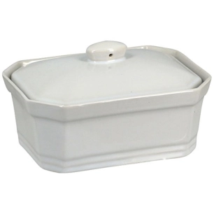 terrine avec couvercle 600 g en gres blanc 17.5x13x7cm - selef menastyl