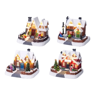 maisonnette de noël led lumière chaude fixe, 18 x 14 x 16 cm