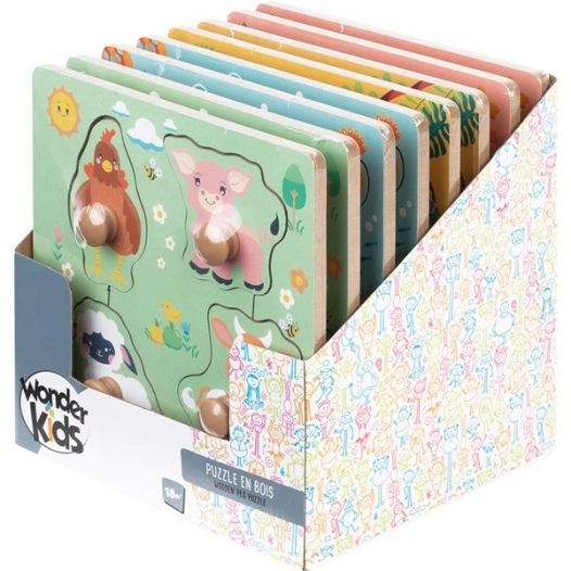 plateau puzzle 4 piã¨ces en bois assorti prã©sentoir de 8 - wdk groupe partner