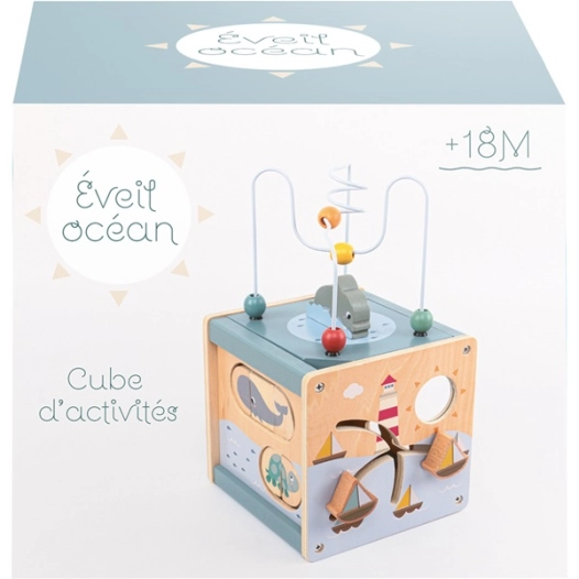cube d'activitã©s en bois ocã©an 18 cm - wdk groupe partner