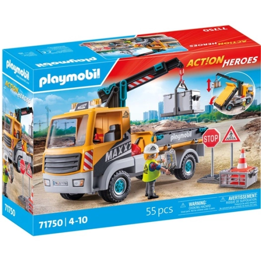 camion grue avec ouvrier et accessoires - wdk groupe partner