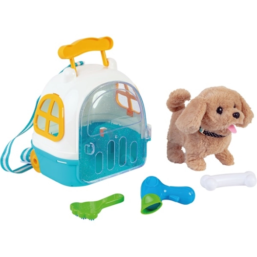 caisse de transport avec peluche chien - wdk groupe partner