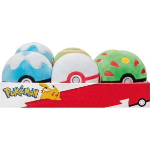 peluche pokã©ball 10 cm assortie prã©sentoir de 6 - pokã©mon - wdk groupe partner