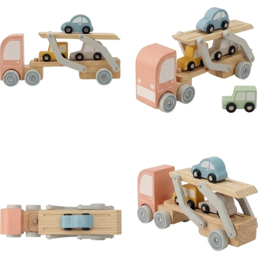 convoyeur avec 4 vã©hicules en bois - wdk groupe partner