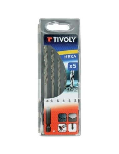 Coffret forets métaux hexagonaux hss 5 forets 2 à 6