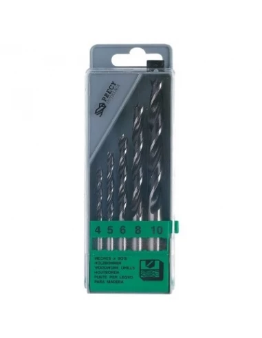 Coffret mèches bois 3 pointes precy 5 mèches 4 à 10