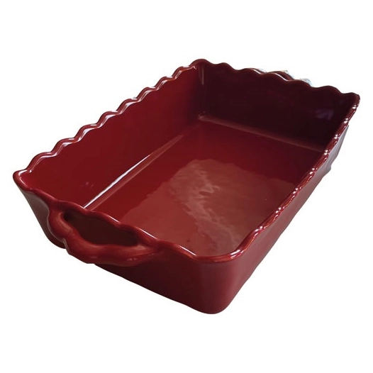 plat rect 32,7x19x7,50 rouge festonne maria - grestel