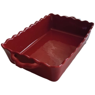 plat rect 32,7x19x7,50 rouge festonne maria - grestel