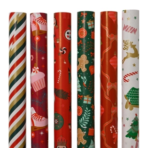 papier cadeau de noël, 200 x 70 cm, modèles variés