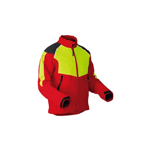 veste forestière robuste avec protection anti-coupure classe 1 sur toute la face avant, bras et col compris. conçue pour les tra