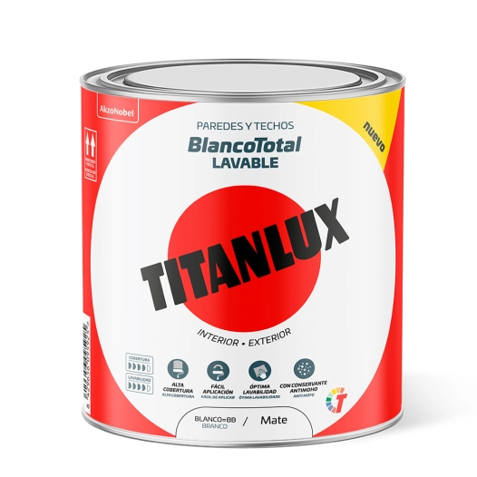 peinture plastique acrylique styrénée intérieur/extérieur blanc total, 0,75 l