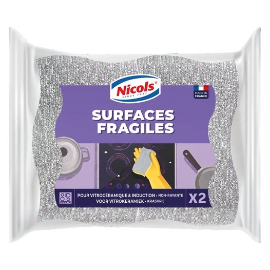 eponge grattante surfaces fragiles x2 - nicols france