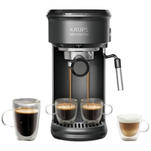 expresso mini maestro - 20 bars - rã©servoir 0,6 l - ã©cran tactile - buse vapeur - 12 cm - noir - gpe seb france - krups