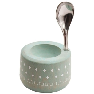 coffret piou coquetier + cuillere chevalier vert d'eau - roger orfevre