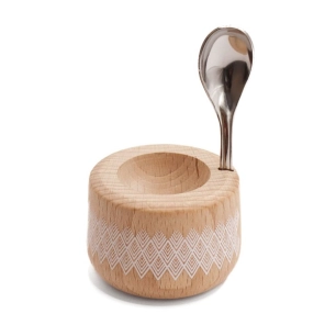 coffret piou coquetier + cuillere plume hetre naturel - roger orfevre