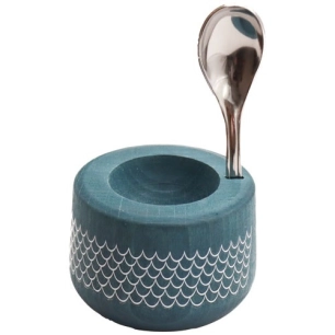 coffret piou coquetier + cuillere sirene bleu marine - roger orfevre
