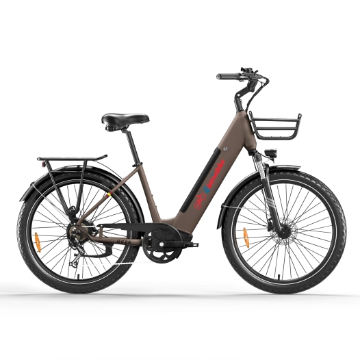 Vélo électrique Hollandais grand confort Eletronbike OC26 Marron - Capteur de Couple 48V 13.5Ah Roues 26x2.5