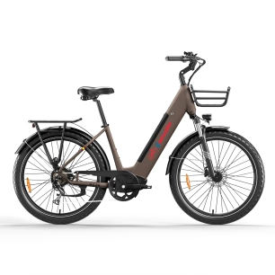 Vélo électrique Hollandais grand confort Eletronbike OC26 Marron - Capteur de Couple 48V 13.5Ah Roues 26x2.5