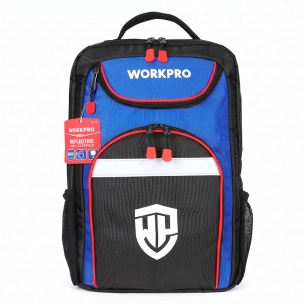 sac à dos à outils multi-usages noir et bleu réfléchissant 31 x 17 x 43 cm