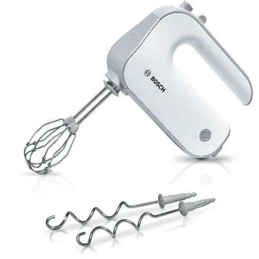 batteur - styline - 500 w - 5 vitesses + turbo - 2 fouets inox - blanc, argent - bsh - bosch pem