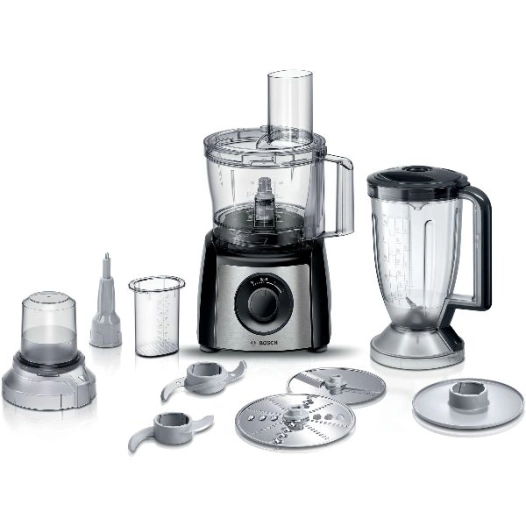 robot multifonction - 800 w - 2 vitesses + turbo - bol 2,3 l - blender 1,25 l - mini-hachoir - noir/inox brossã© - bsh - bosch p