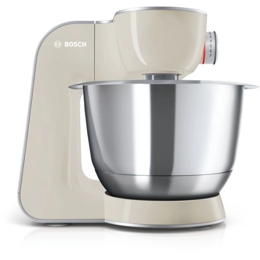robot pã¢tissier - 1000 w - bol inox 3,9 l - 7 vitesses + turbo - gris, blanc, argent - bsh - bosch pem
