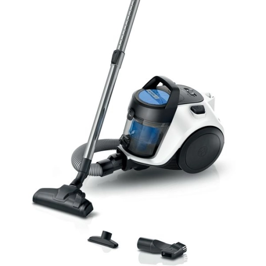 aspirateur sans sac 1,5 l - filtre pureair lavable - rayon dâ€™action 9 m - 76 db(a) - blanc - bsh - bosch pem