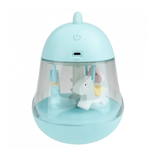 veilleuse led rgb rechargeable avec boîte à musique à remontoir modèle carrousel bleu