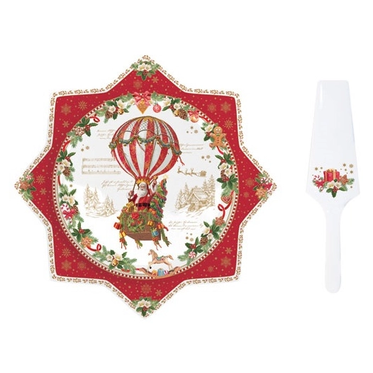 coffret plat a tarte etoile avec pelle a tarte en porc. ã˜ 32 christmas memories - pozzi milano spa