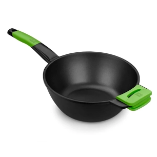 wok en fonte d'aluminium avec revêtement antiadhésif tricouche innovation prior ø28 cm