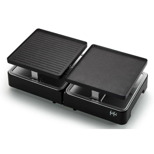 raclette / gril / plancha extensible - 1 300 w - 8 pers. - plaque rã©versible cã©ramique sans pfas - noir - arb - frifri