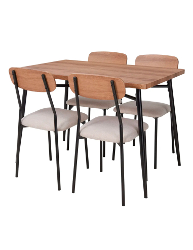 ensemble table et 4 chaises, mdf et acier, 110 x 70 x 76 cm